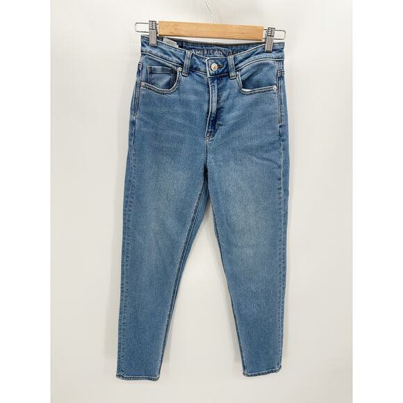 American Eagle Outfitters Denim - American Eagle Mom Jean Stretch Medium Wash Blue Denim Womens Size 0 Regular